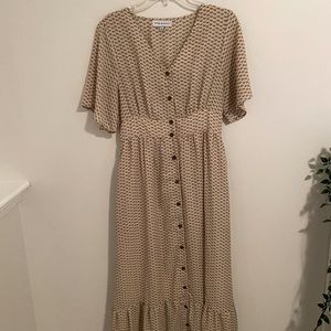 Piper and Scoot Tan Mixed Media Dress